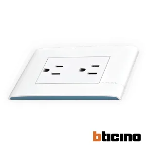 Contacto duplex polarizado blanco/aqua Modus Pro Bticino
