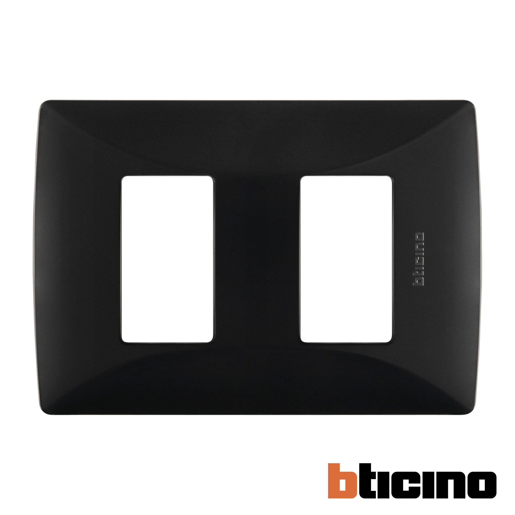 Placa negro mate de 2 módulos Quinziño MX Bticino