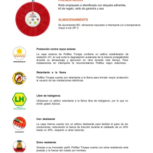 Poliflex rojo de 1/2" con guía rollo de 100 metros