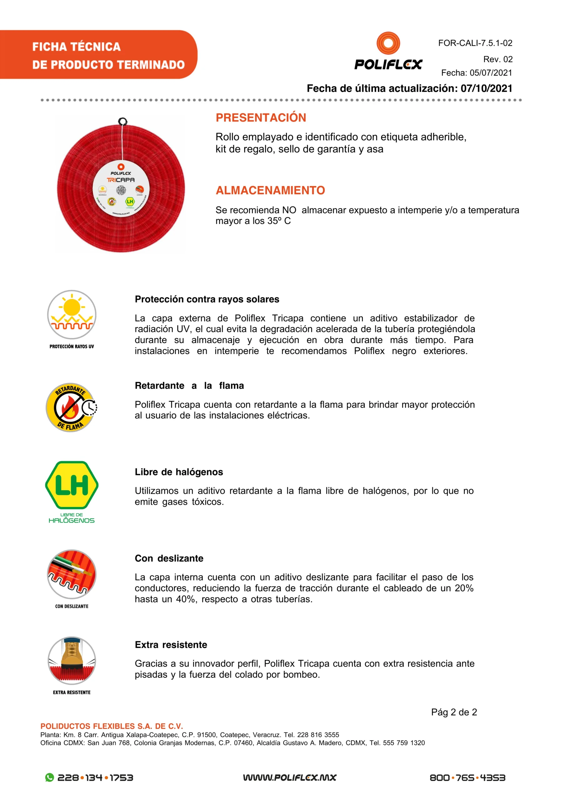 Poliflex rojo de 1/2″ con guía rollo de 100 metros Poliflex rojo de 1/2" con guía rollo de 100 metros