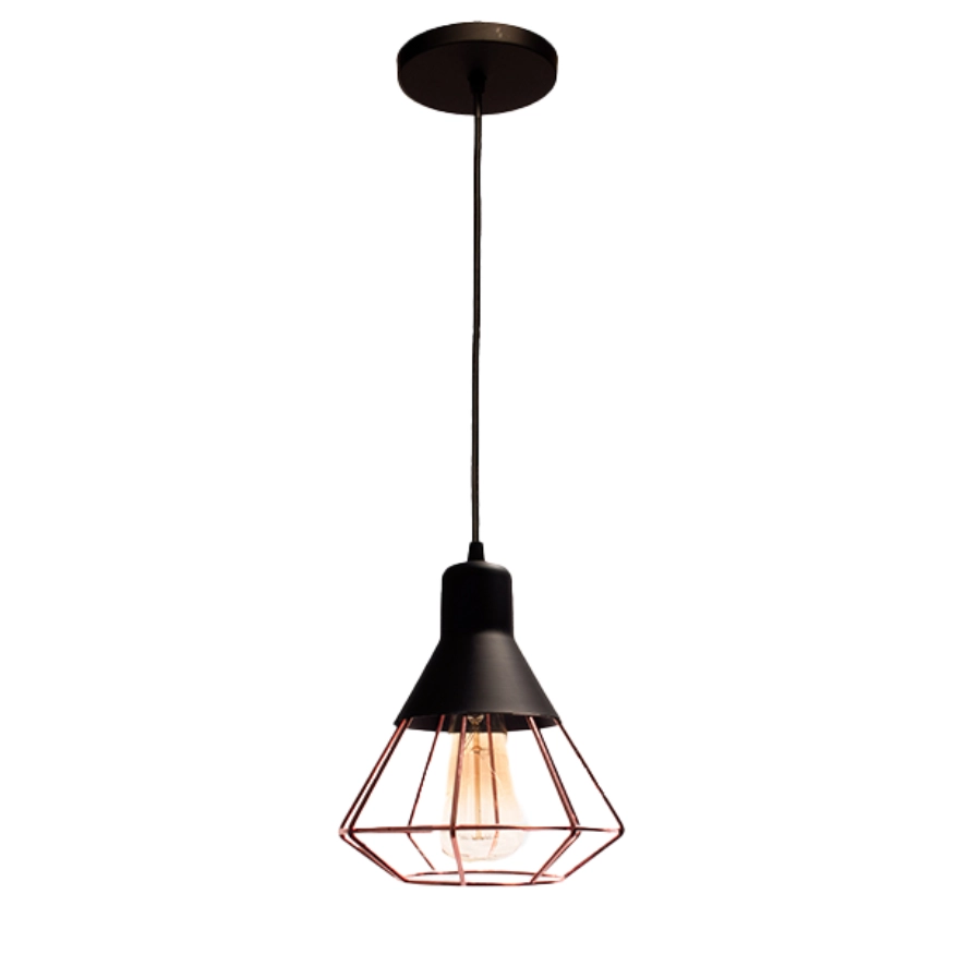 Luminario colgante industrial con rejilla cobre Maxxi
