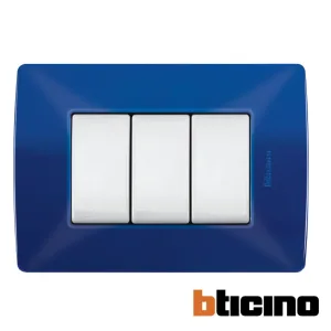 Placa azul náutico 3 módulos Quinziño MX QZ4803M3AZ Bticino