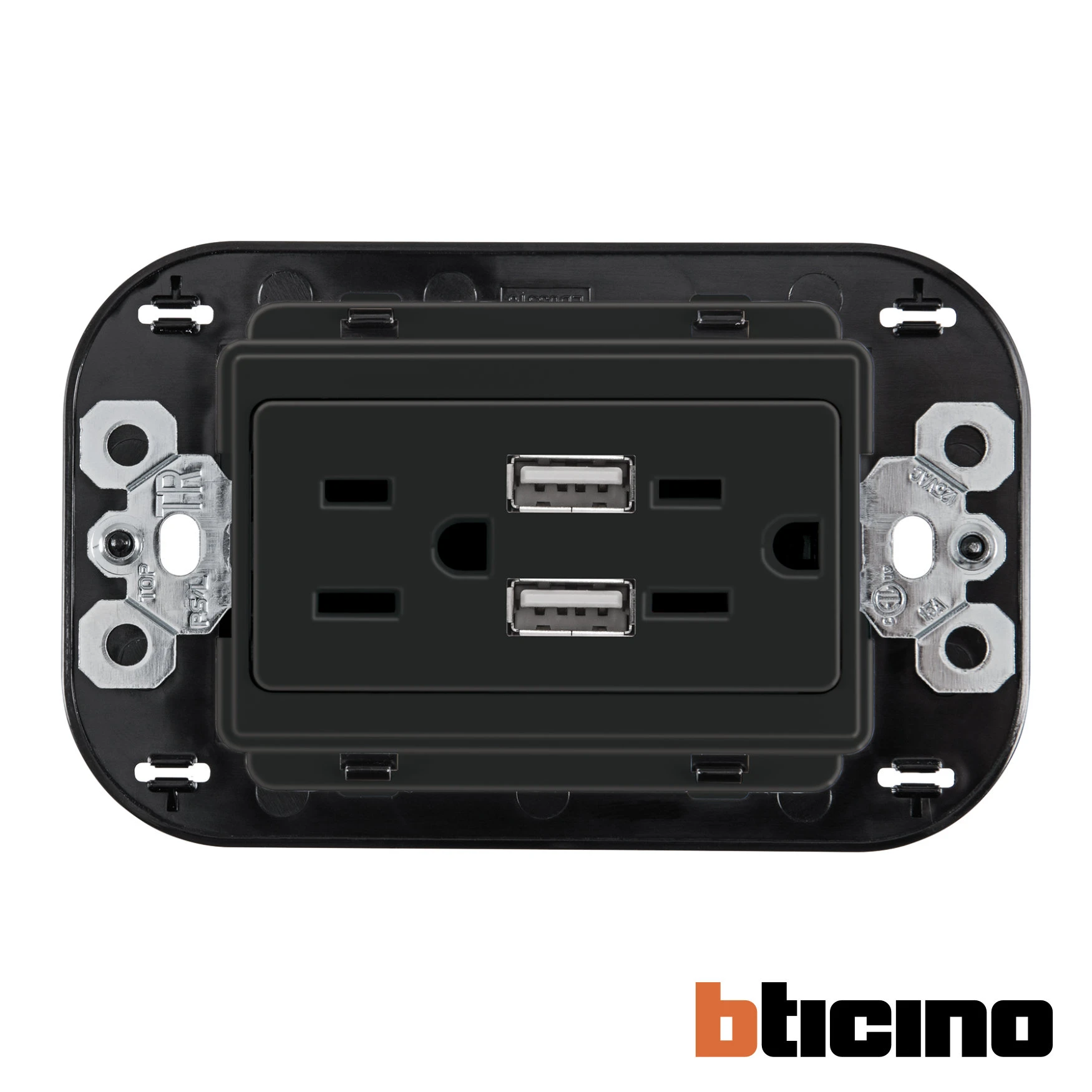 Contacto dúplex polarizado con cargador USB-A Quinziño MX Bticino
