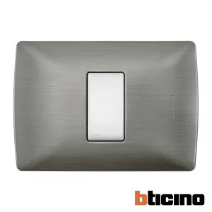 Placa acero de 1 módulo Quinziño MX Bticino