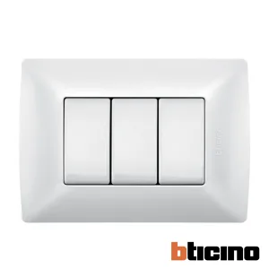 Placa blanco Mérida de 3 módulos Quinziño MX Bticino