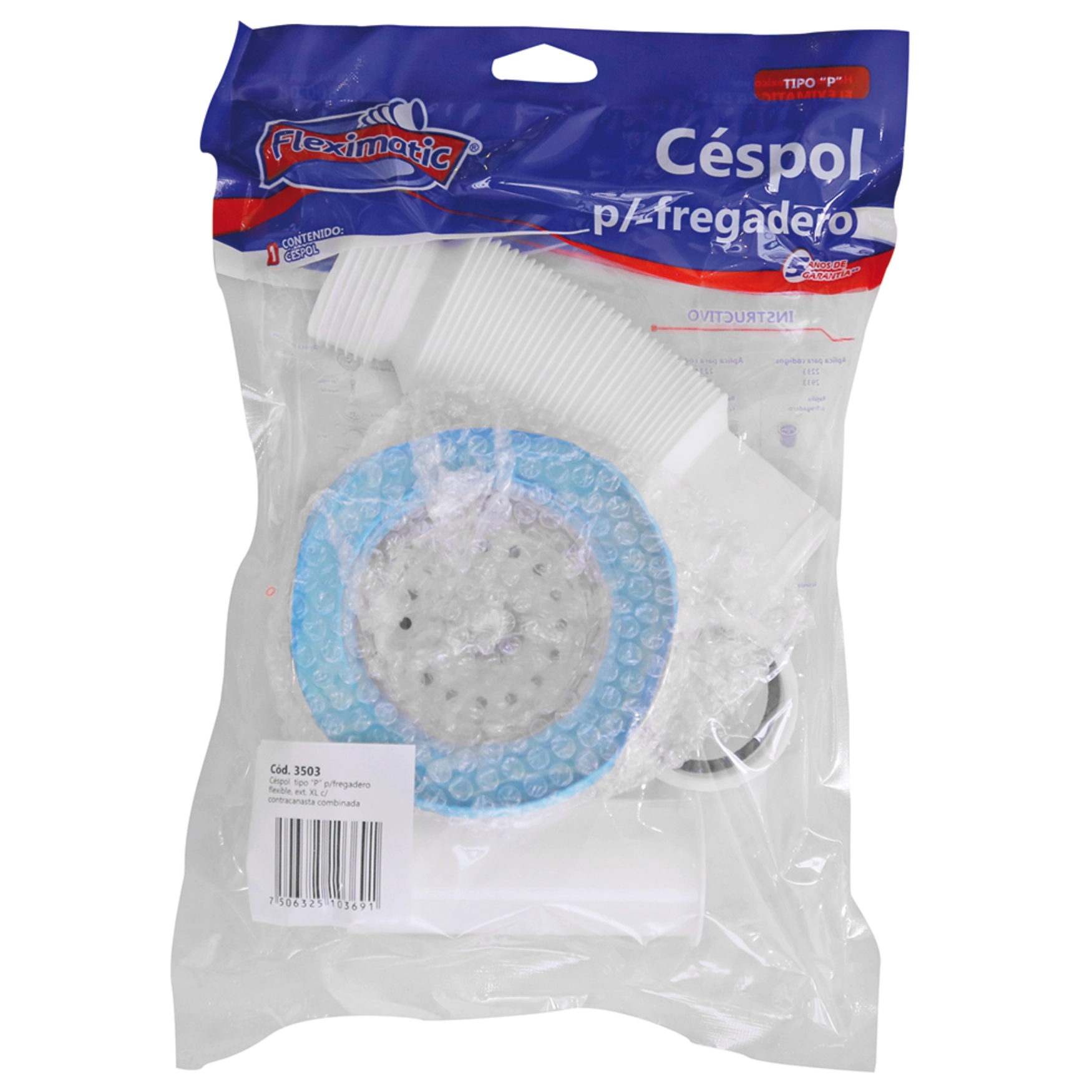 Cespol-flexible-para-fregadero-con-contracanasta-3503-Fleximatic-bolsa-Ferreteria-Onofre Céspol flexible para fregadero con contracanasta 3503 Fleximatic