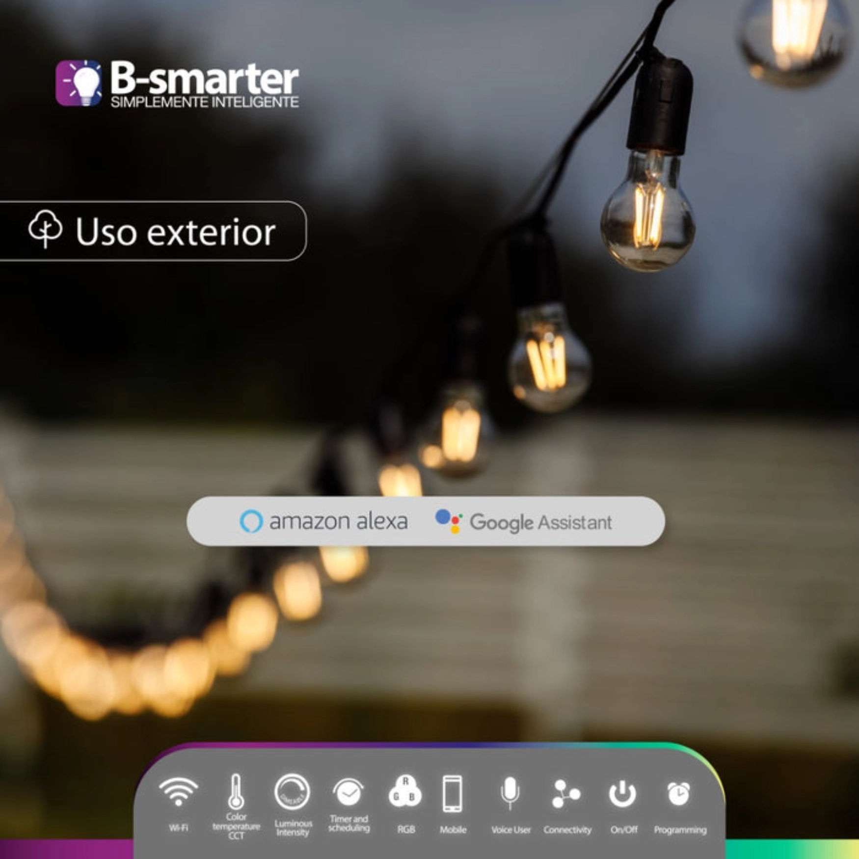 Guirnalda de luces led inteligente wifi 7 metros Boomer Guirnalda de luces led inteligente wifi 7 metros Boomer