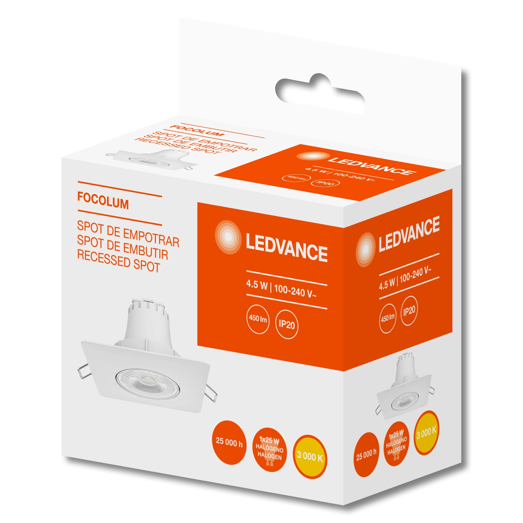 Luminario LED empotrable cuadrado Focolum de 3.3W Ledvance Luminario LED empotrable cuadrado Focolum de 3.3W Ledvance