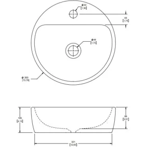 Lavabo Helvex LV Morea1 35 cm redondo de sobreponer sin rebosadero
