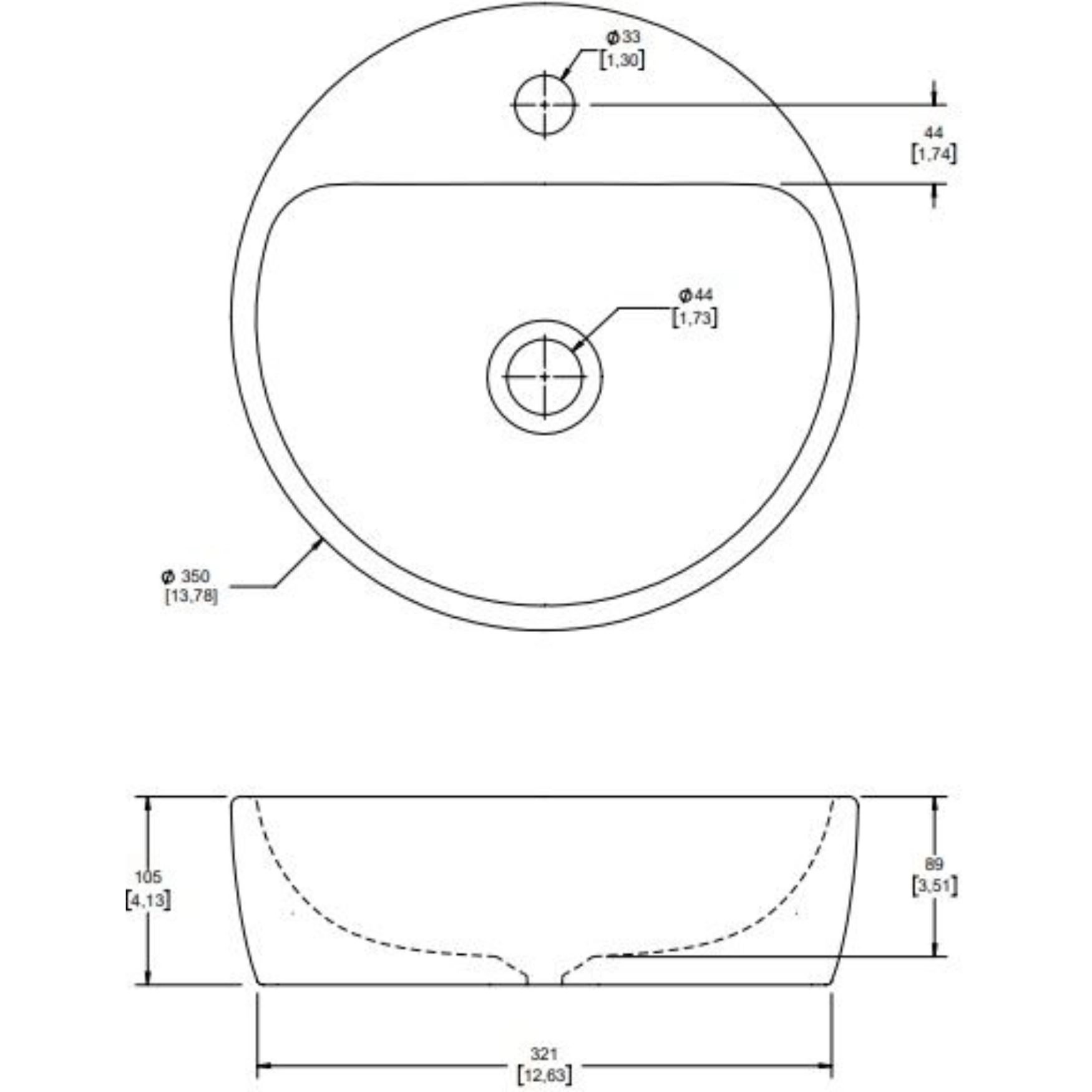 Lavabo Helvex LV Morea1 35 cm redondo de sobreponer sin rebosadero Lavabo Helvex LV Morea1 35 cm redondo de sobreponer sin rebosadero