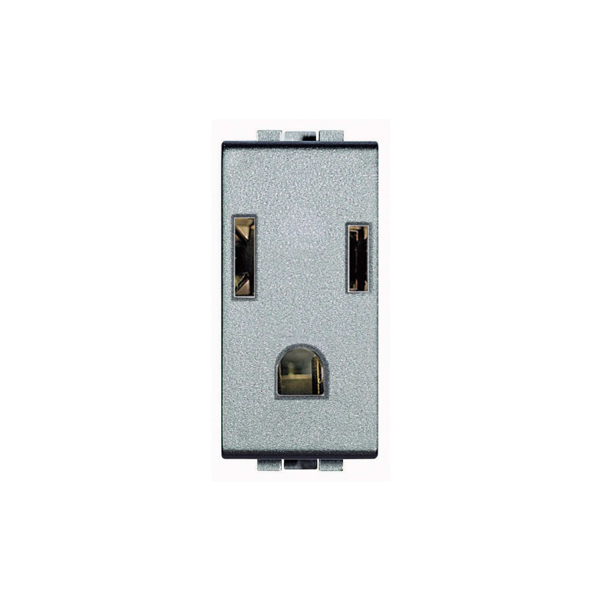 Tomacorriente 2P+T 15 A 127/277 V 1 módulo color gris claro – Bticino LivingLight NT4129