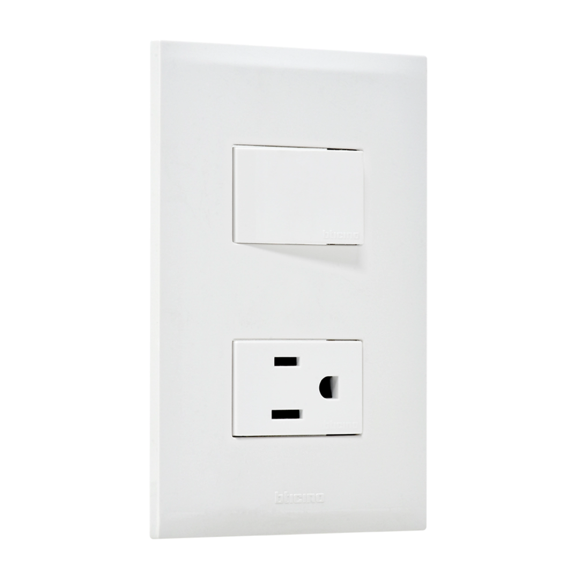 Placa con interruptor sencillo y tomacorriente 15 A 127 V Forza 2 FZ2231B Bticino Ferreteria Onofre