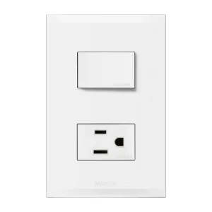 Placa con interruptor sencillo y tomacorriente 15 A 127 V Forza 2 FZ2231B Bticino