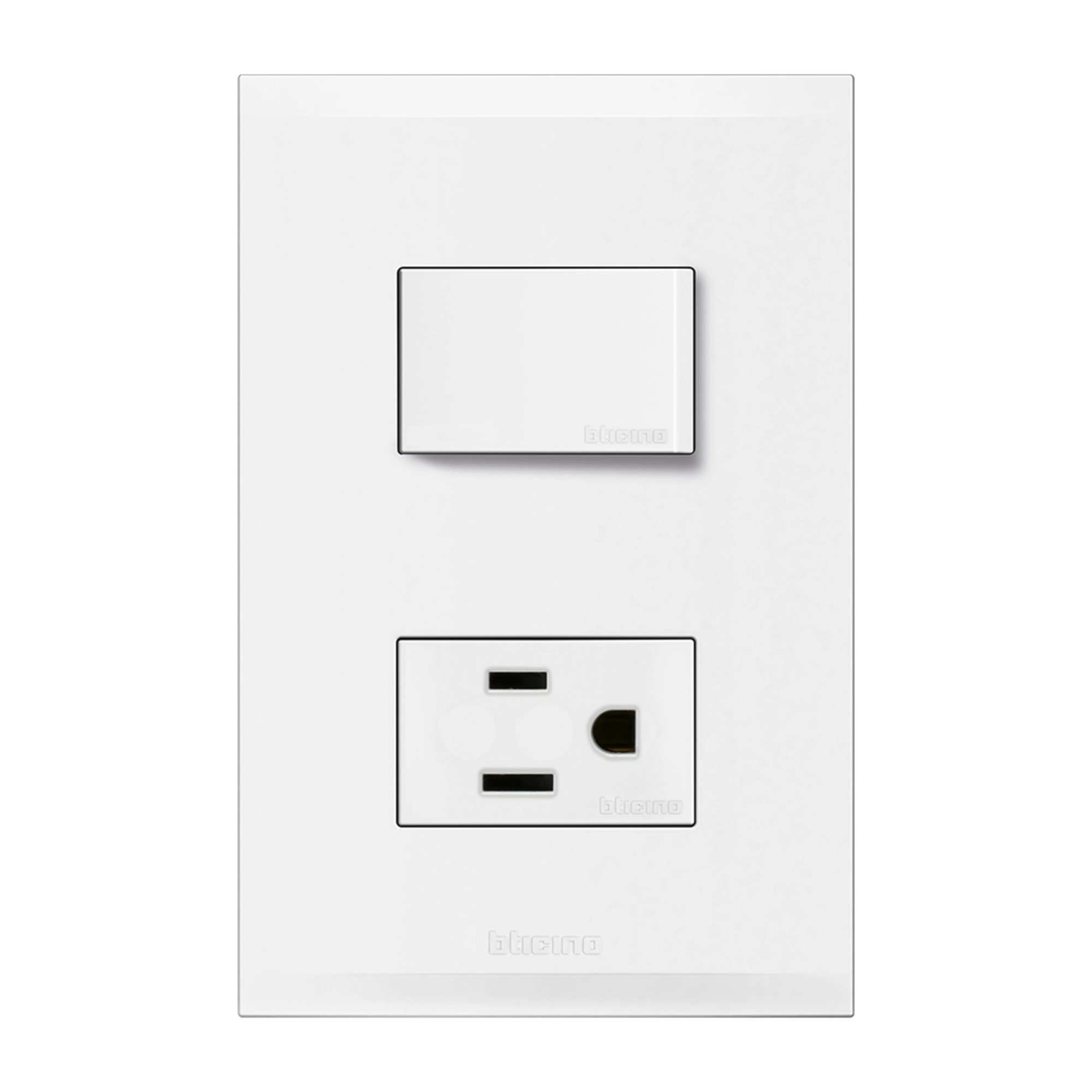 Placa con interruptor sencillo y tomacorriente 15 A 127 V Forza 2 FZ2231B Bticino