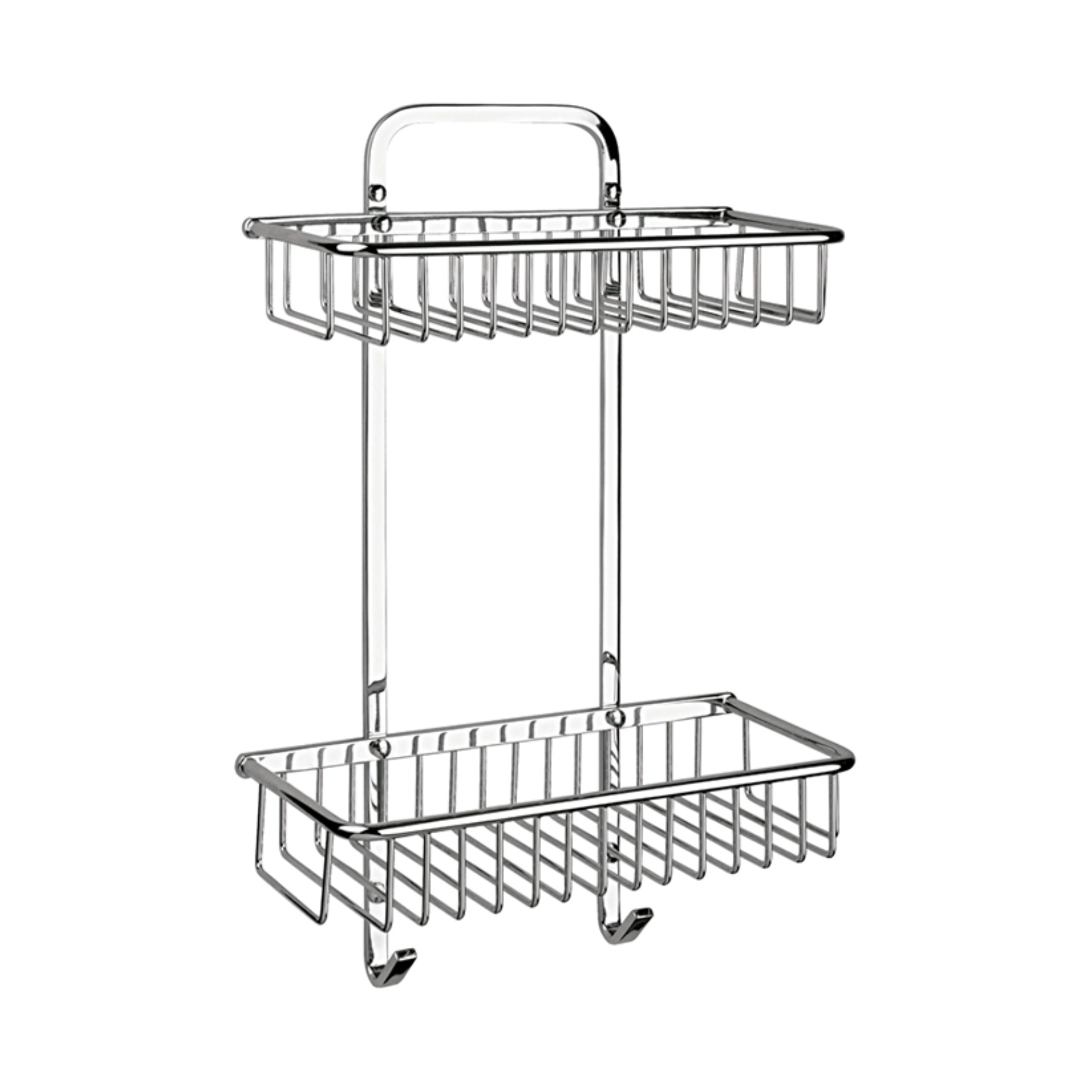 Repisa de rejilla rectangular doble para baño acabado cromo - Helvex REJ-04