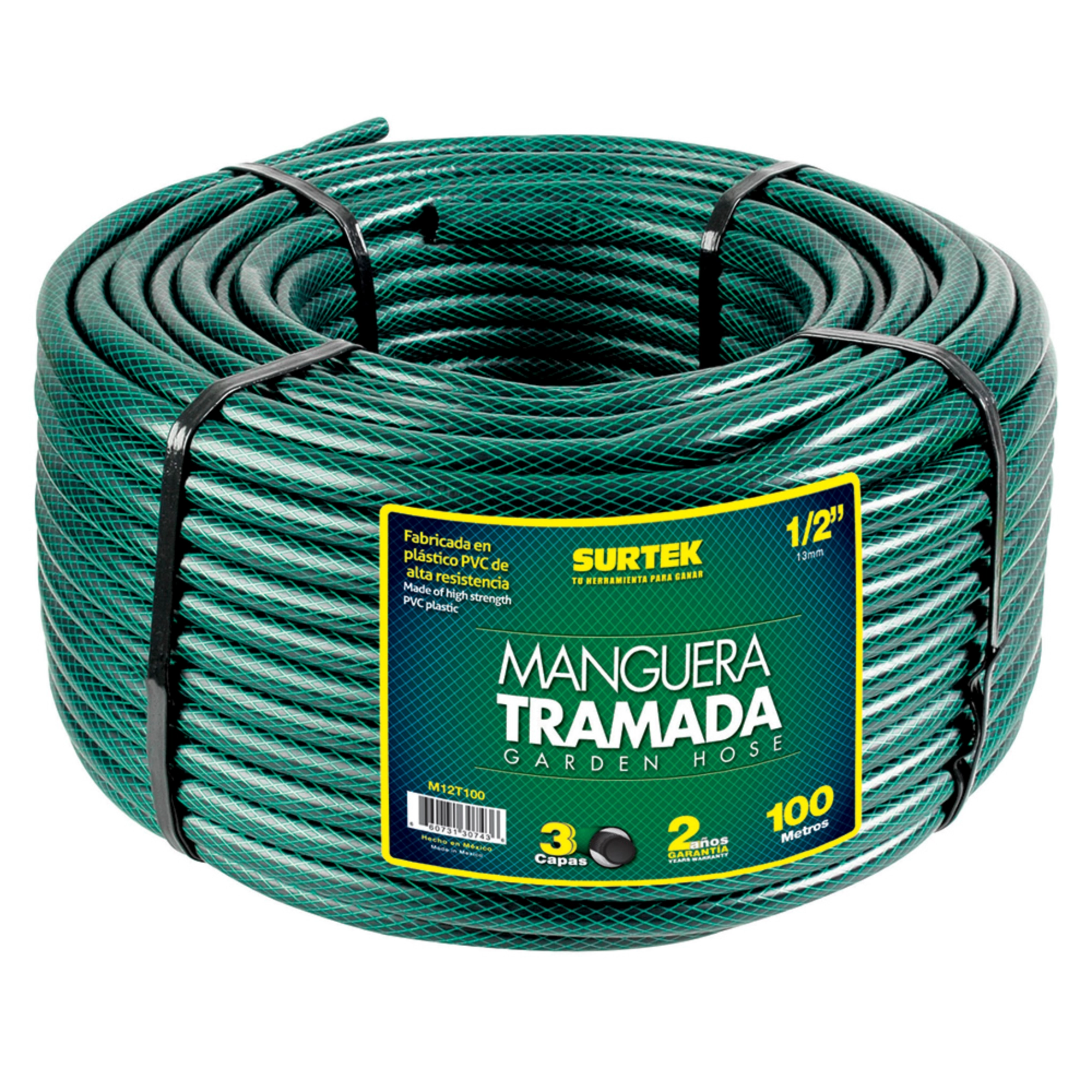 Manguera para jardín reforzada 1/2” verde – Surtek (por metro)