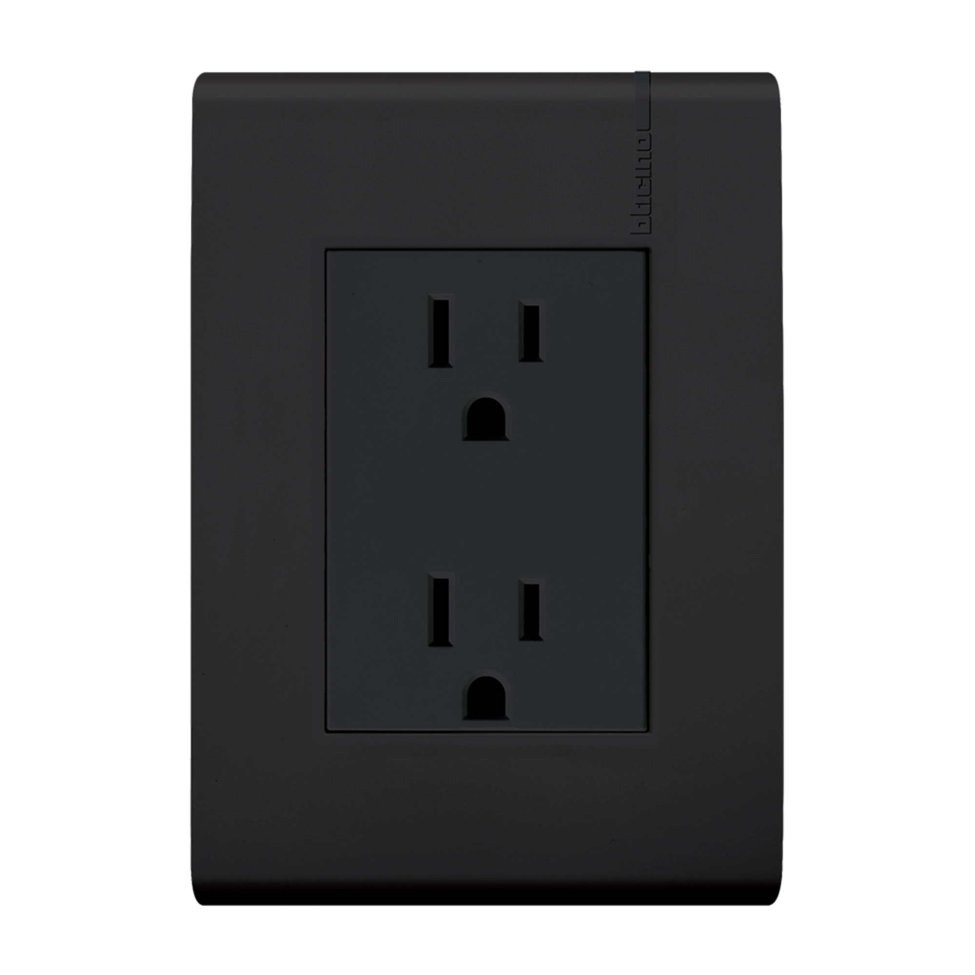 Contacto eléctrico doble Bticino Modus Pro negro mate con protección infantil 15A 127V modelo E6028NPTLNS incluye placa