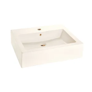 Lavabo de sobreponer con rebosadero y perforación para grifería cerámica marfil – LV FUTURA1 M Helvex