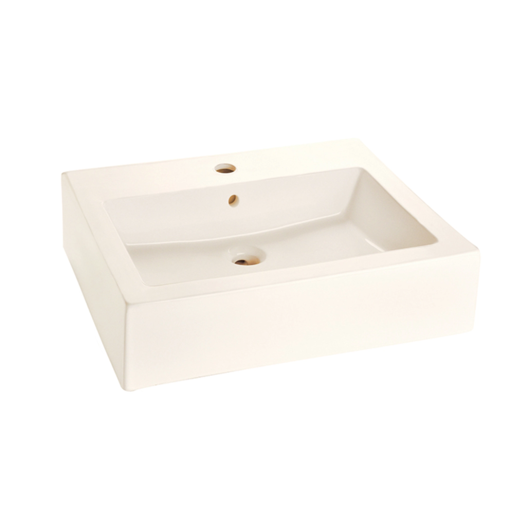 Lavabo de sobreponer con rebosadero y perforación para grifería cerámica marfil – LV FUTURA1 M Helvex