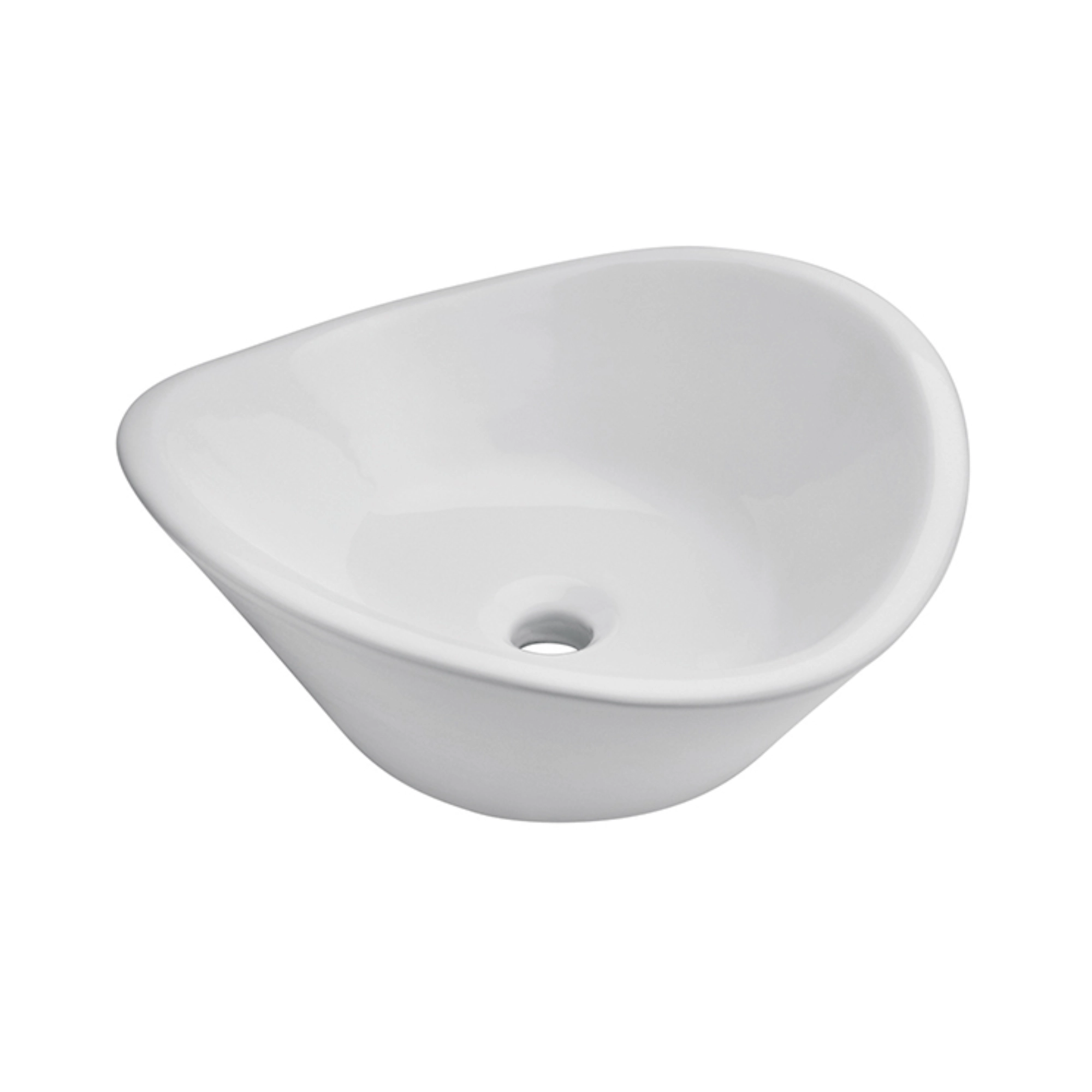 Lavabo de sobreponer sin rebosadero cerámica blanca 425 mm – LV CASSINI Helvex