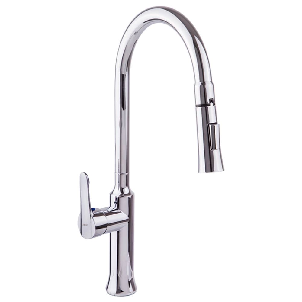 Llave mezcladora monomando para fregadero con rociador retráctil 360° cromo – Dica 4083