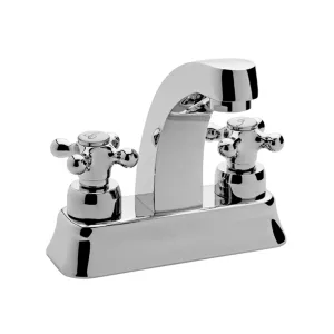 Mezcladora para lavabo 4 pulgadas con manerales de cruz y contra de rejilla – HM-22 Acaya Helvex
