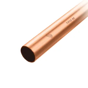 Tubería rígida de cobre tipo M 1/2 pulgada por metro, soldable, aleación UNS C12200 Cu 99.9%, marca IUSA Cobre código 308741