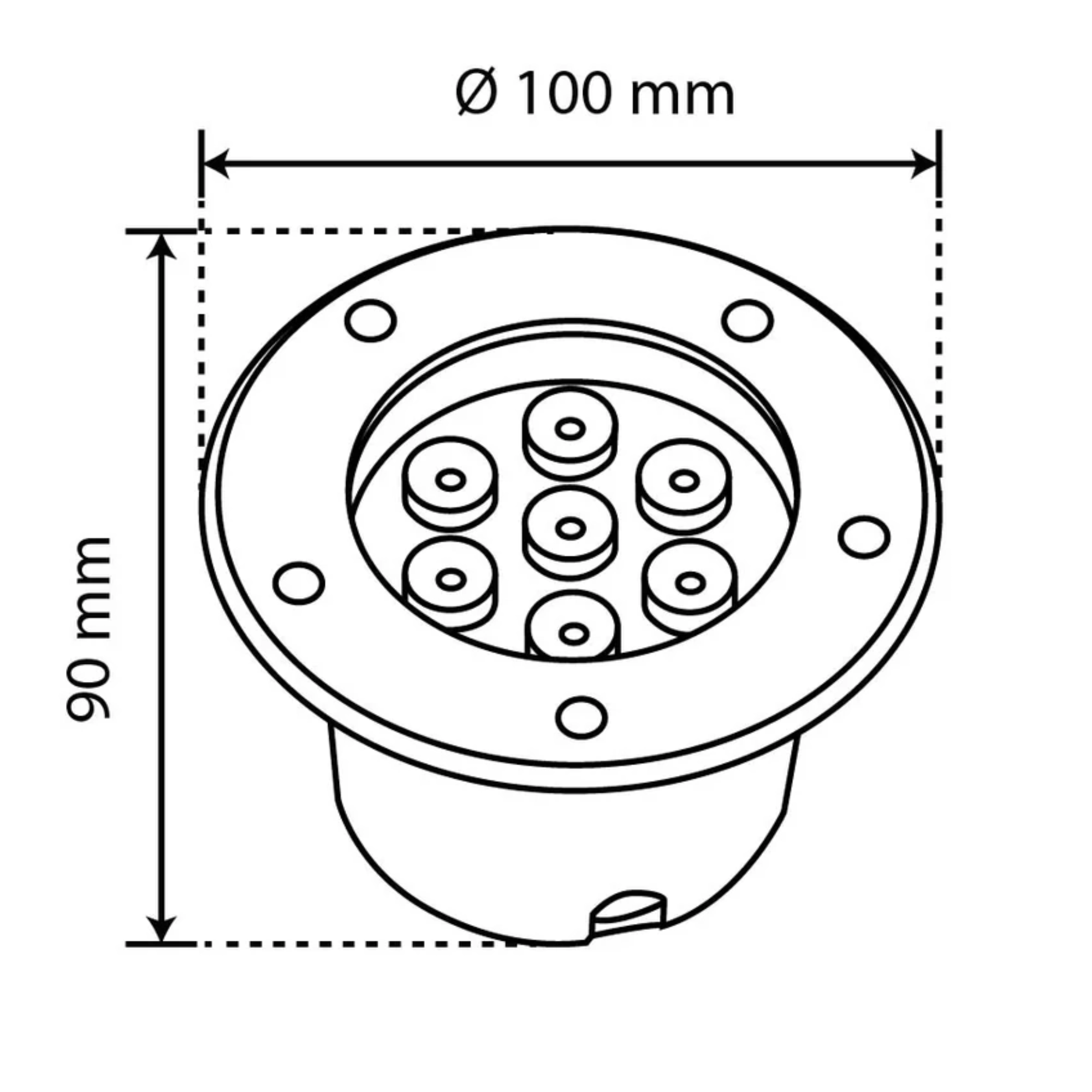 Luminario empotrable de piso 3 W ANSER – Boomer onofre ferreteria Luminario empotrable de piso ANSER de Boomer, Ø 100 × 90 mm, IP 67