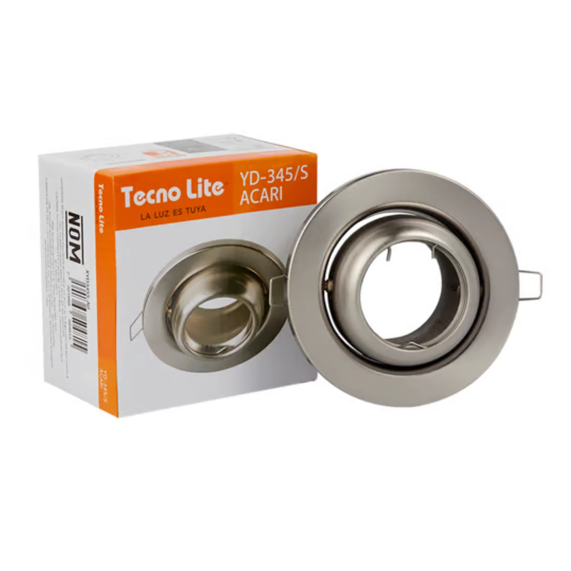 Luminario empotrado de techo orientable satinado 6 W ACARI – Tecnolite ferreteria onofre Luminario empotrado orientable satinado Tecnolite YD-345/S ACARI para LED GX5.3