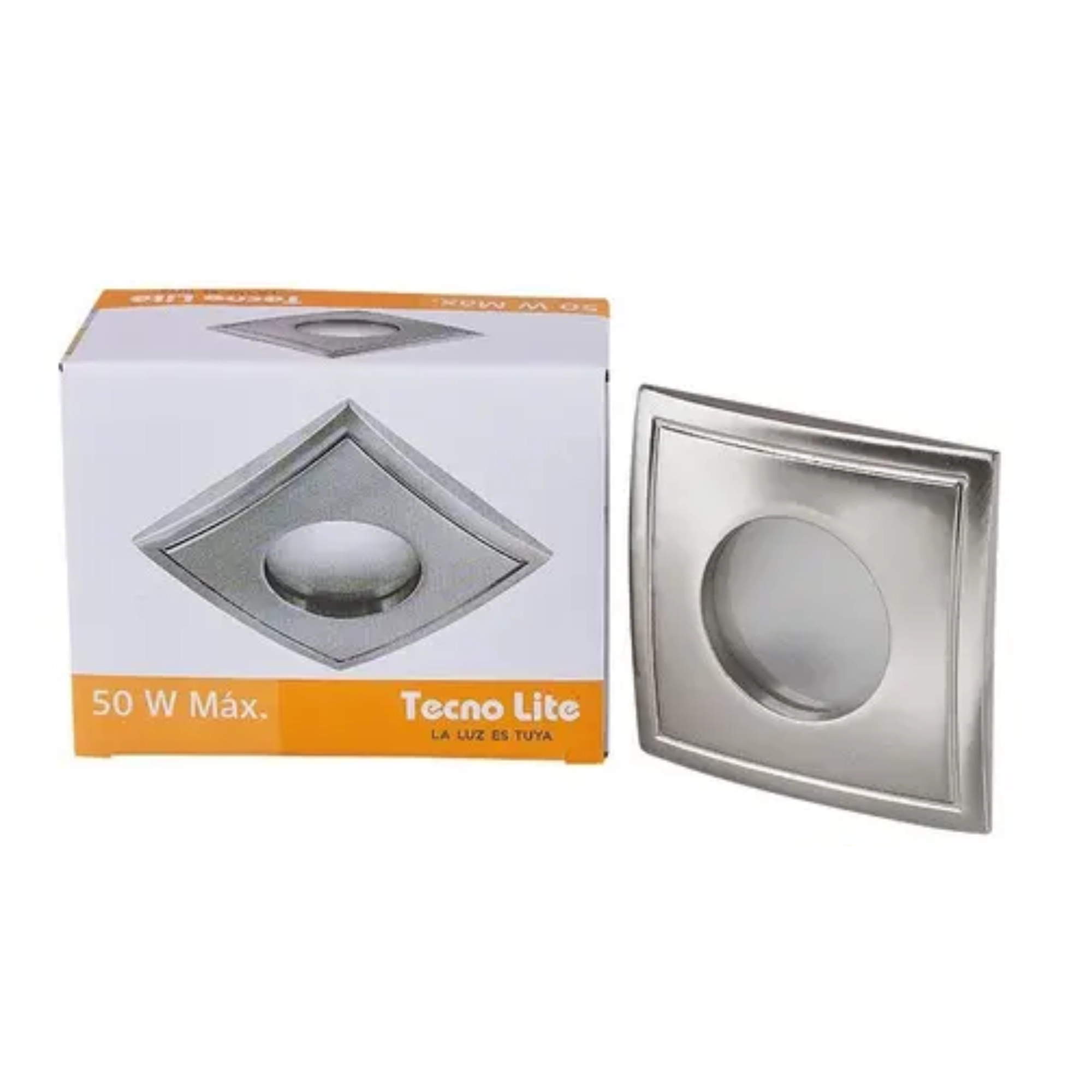 Luminario empotrado de techo para halógeno 50 W satinado – Tecnolite onofre ferreteria Luminario empotrado redondo satinado Tecnolite YD-103/S para lámpara GX5.3