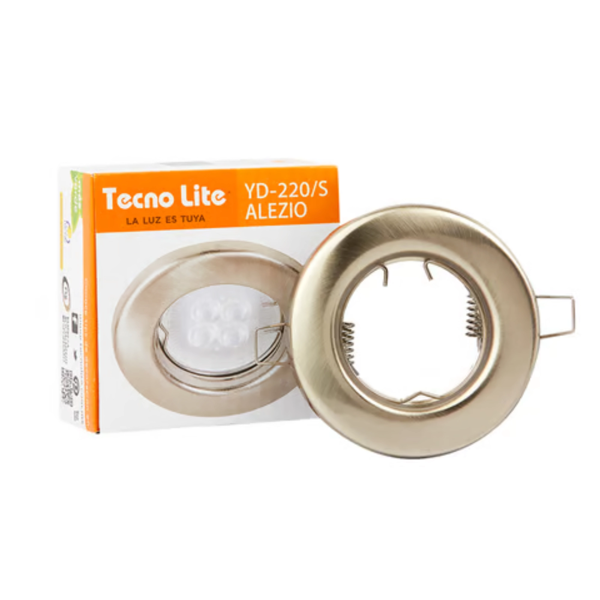 Luminario empotrado de techo satinado 6 W ALEZIO – Tecnolite ferreteria onofre Luminario empotrado redondo satinado Tecnolite YD-220/S ALEZIO para LED GX5.3