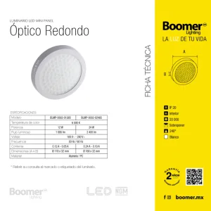 Panel LED de sobreponer MINI PANEL ÓPTICO de Boomer, Ø 118 × 32 mm, IP 20