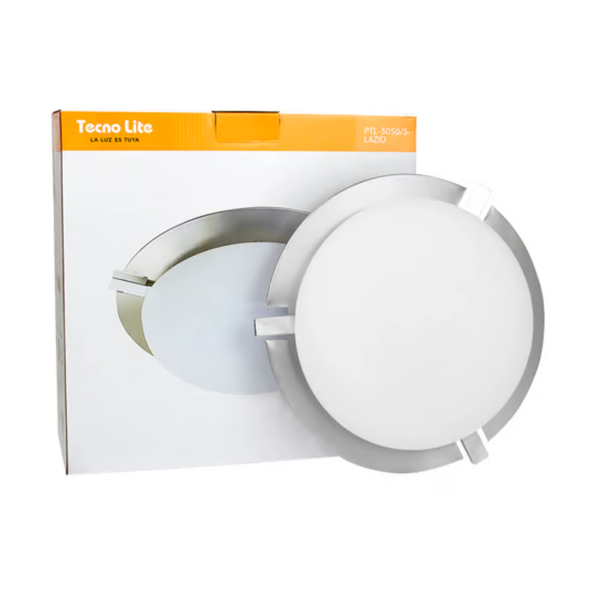 Plafón sobreponer techo satinado 30 W LAZIO – Tecnolite ferreteria onofre Plafón sobreponer techo satinado Tecnolite PTL-7050/S LAZIO doble E27