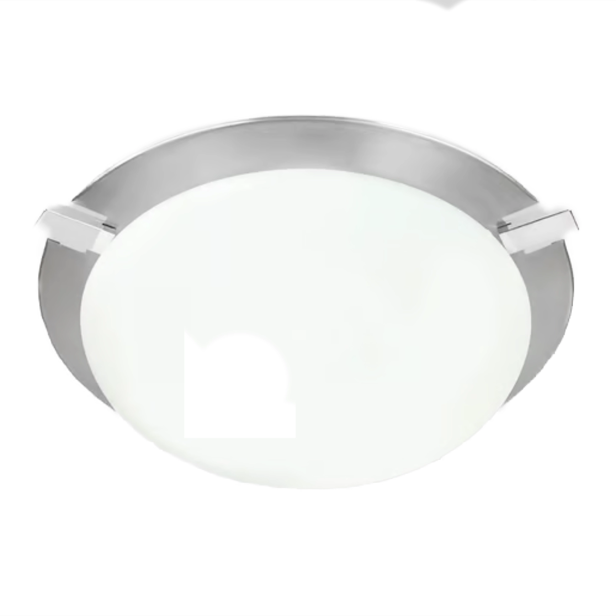 Plafón sobreponer techo satinado 30 W LAZIO – Tecnolite onofre Close-up of a glossy silver circular ring with a white interior, cropped at the edges.