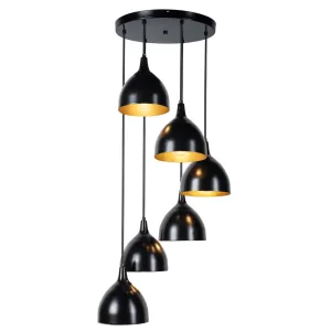 Luminario colgante interior Ø 17 cm x H 120 cm (base Ø 35 cm) color negro / interior dorado marca Maxxi modelo CL7004N6