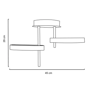 Line drawing of a stool with round seat and tall legs, with a 29 cm height and 45 cm width measurement.