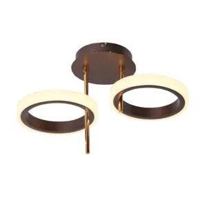 Luminario de techo plafón interior Ø 42 cm color café con detalles dorados marca Maxxi modelo PF8217LED3TC